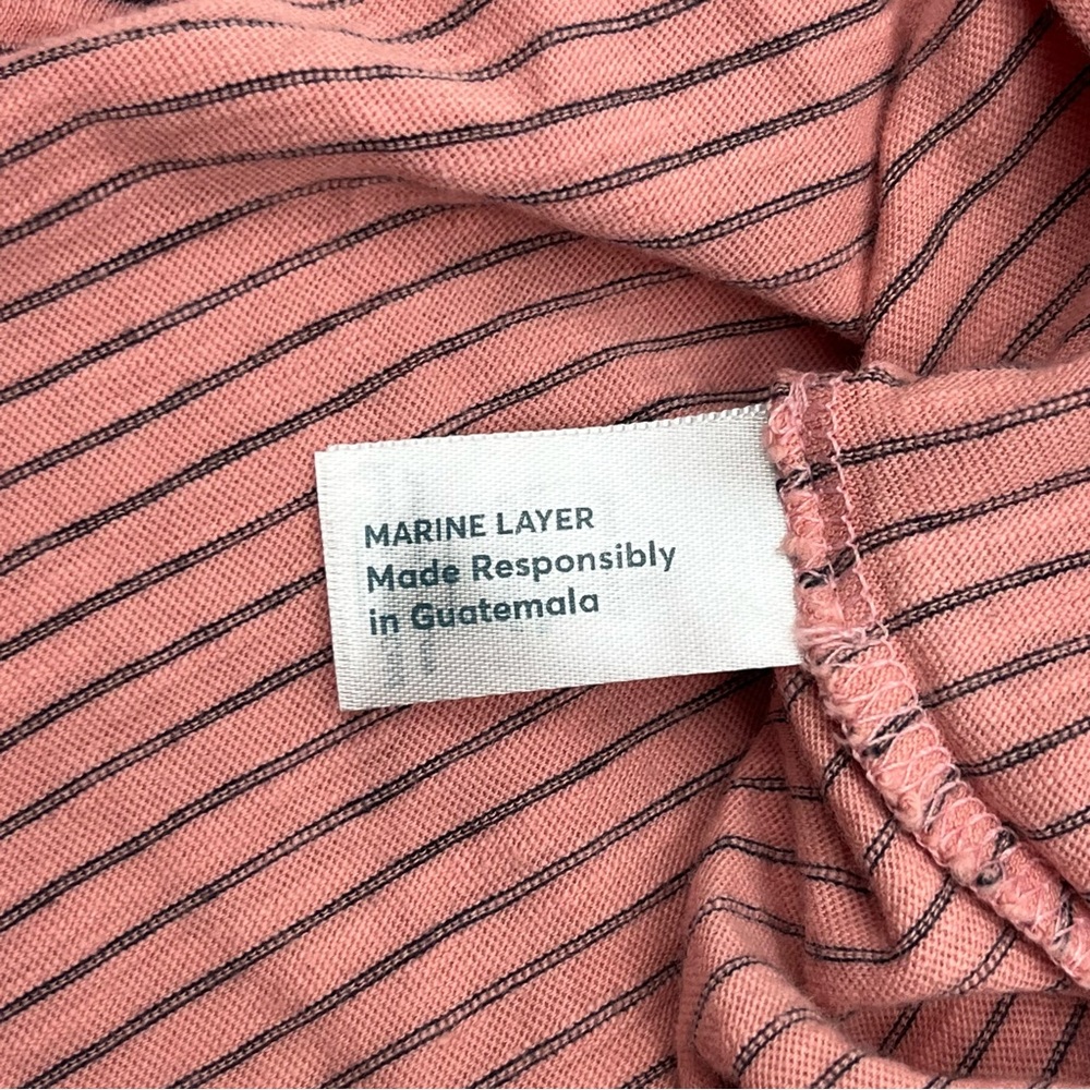 Marine Layer Pink Black Pinstripe‎ Pocket Short Sleeve Shirt Mens XXL *TINY FLAW - Picture 3 of 10